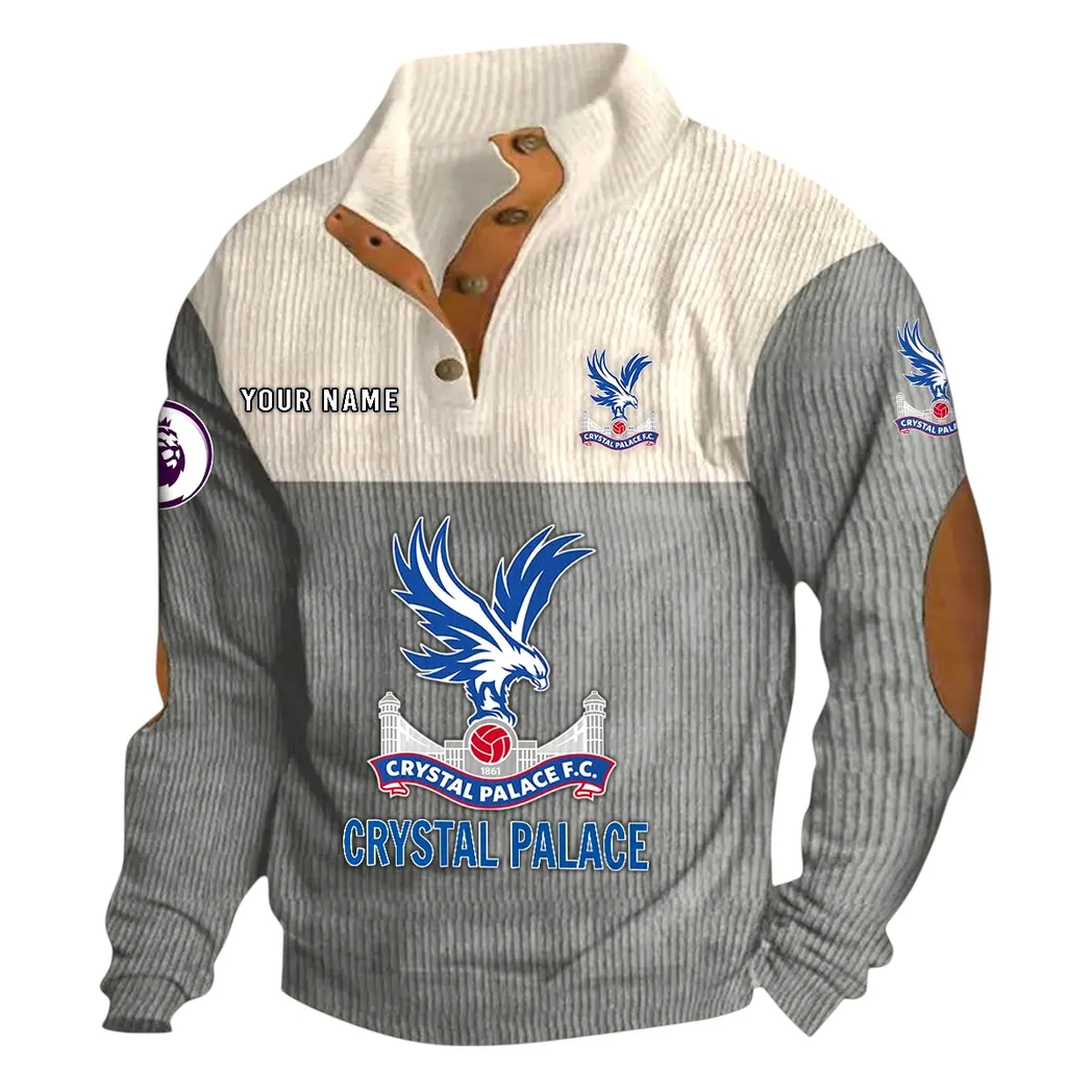 Crystal Palace  EPL Stand Up Collar Base Shirt SPO0820012, Gift For Fan Crystal Palace  - Gray