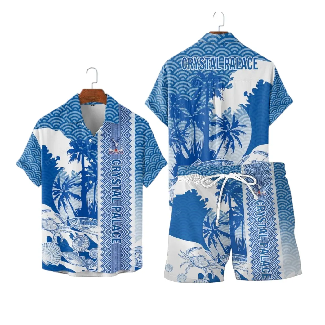 Crystal Palace F.C Hawaiian Shirt Set For Men, All Over Print Hawaiian Shirt Set Crystal Palace F.C EPL0104212505