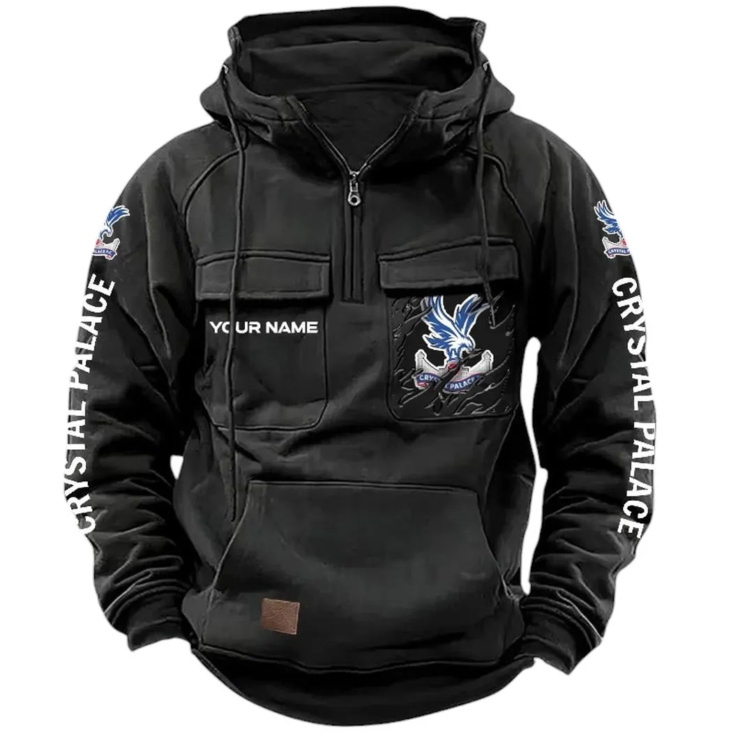 Crystal Palace Hoodie  Tactical Quarter Zip, All Over Print Hoodie Crystal Palace EPL17042625373 - Black