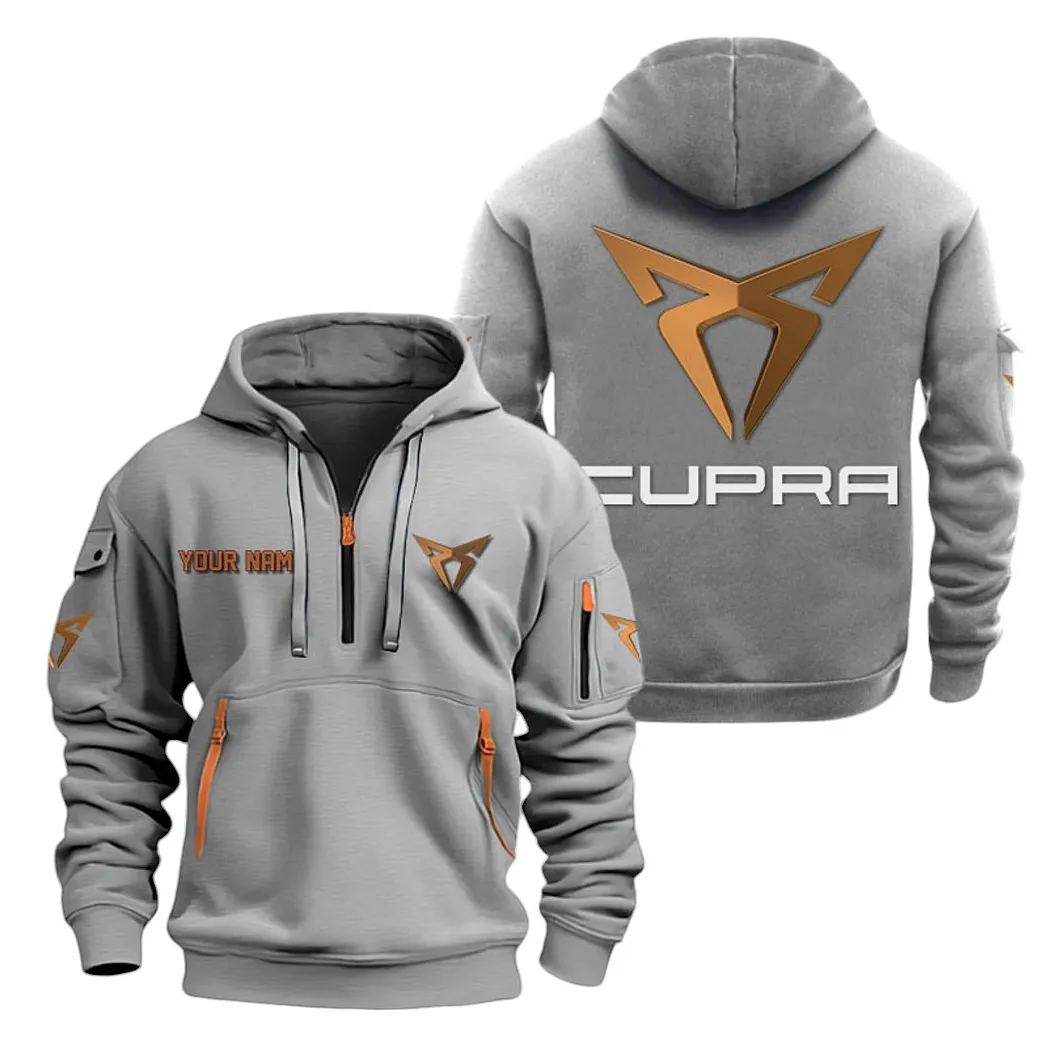 Cupra Half Zip Hoodie For Men, Gift For Cupra Lovers CAR20022125753 - Gray