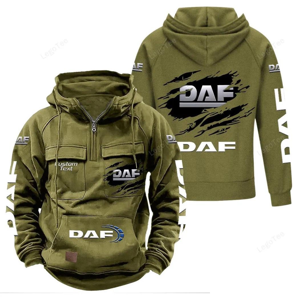 DAF Tactical Quarter Zip Hoodie, Gift For DAF Lovers, Gift For Him, Husband, Boyfriend - Army Green CAR122021425079-1