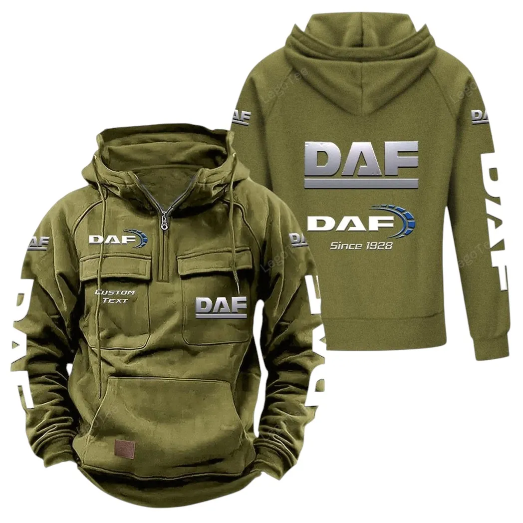 DAF Tactical Quarter Zip Hoodie, Gift For DAF Lovers, Gift For Him, Husband, Boyfriend - Army Green CAR96021425736-1