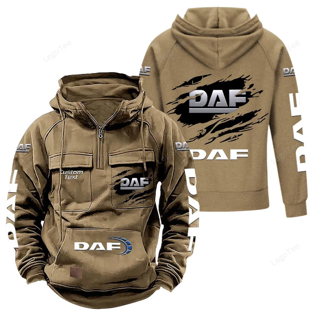 DAF Tactical Quarter Zip Hoodie, Gift For DAF Lovers, Gift For Him, Husband, Boyfriend - Khaki CAR122021425079-4