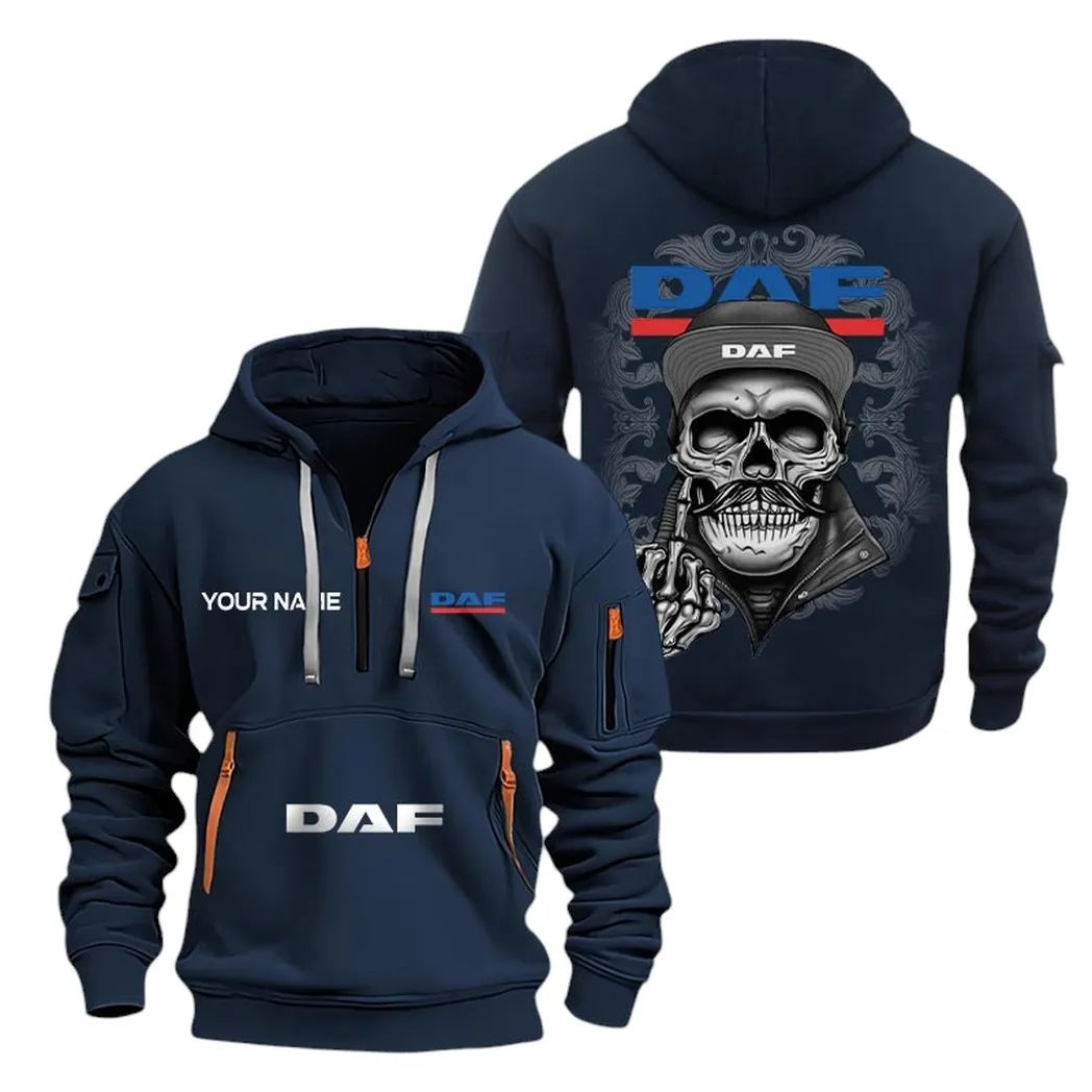DAF Trucks Half Zip Hoodie For Men, Gift For DAF Trucks Fan CAR166022625226 - Navy