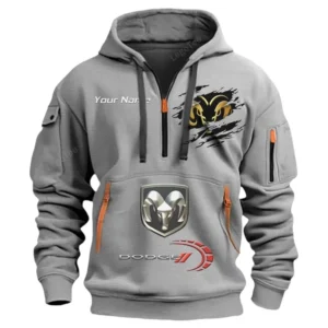 Dodge Half Zip Hoodie CAR113021425814, Best Gift for Him, Husband, Boyfriend - Gray