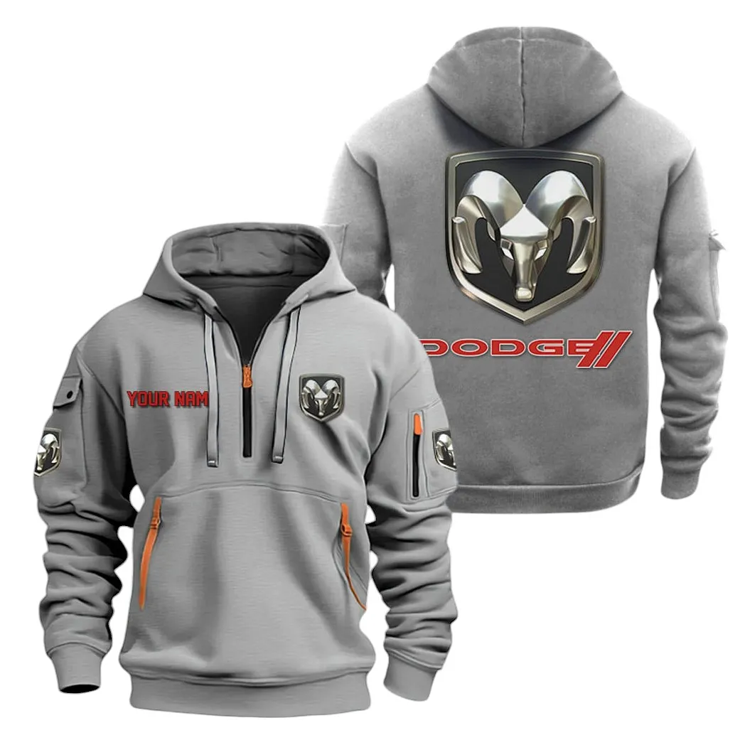 Dodge Half Zip Hoodie For Men, Gift For Dodge Lovers CAR20022125722 - Gray