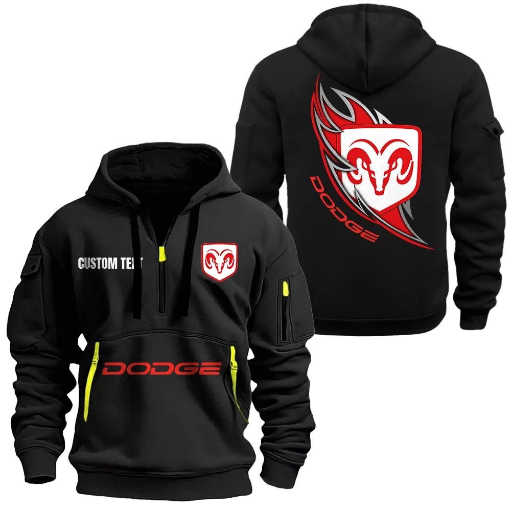 Dodge Hoodie Half Zipper CAR1701112068, CAR All Over Print Hoodie Half Zipper - Black