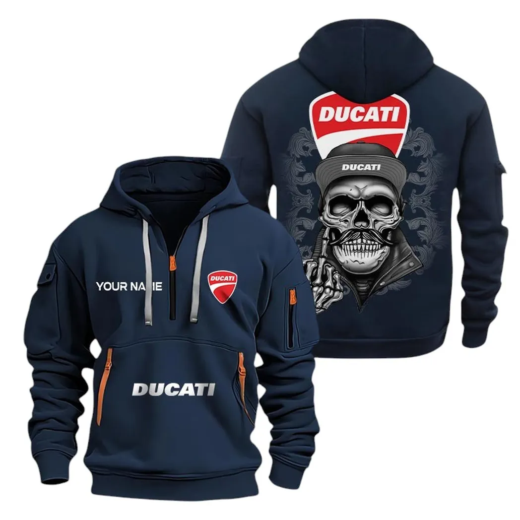 Ducati Half Zip Hoodie For Men, Gift For Ducati Fan CAR166022625187 - Navy