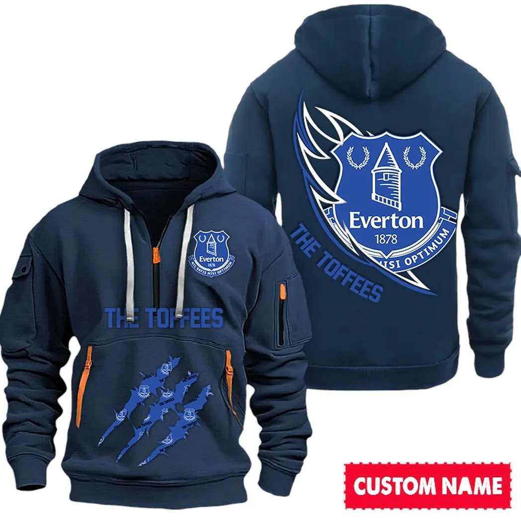 Everton EPL Hoodie Half Zipp SPO0120008, Gift For Fan Everton - Navy