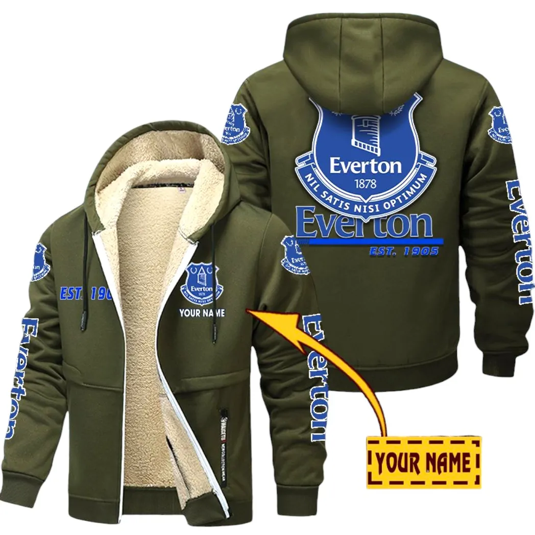 Everton EPL Lamb Fleece Thick Coat SPO0520015, Gift For Fan Everton - Army Green