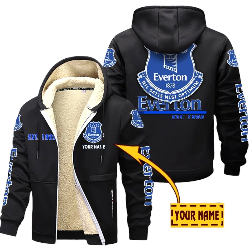 Everton EPL Lamb Fleece Thick Coat SPO0520015, Gift For Fan Everton - Black
