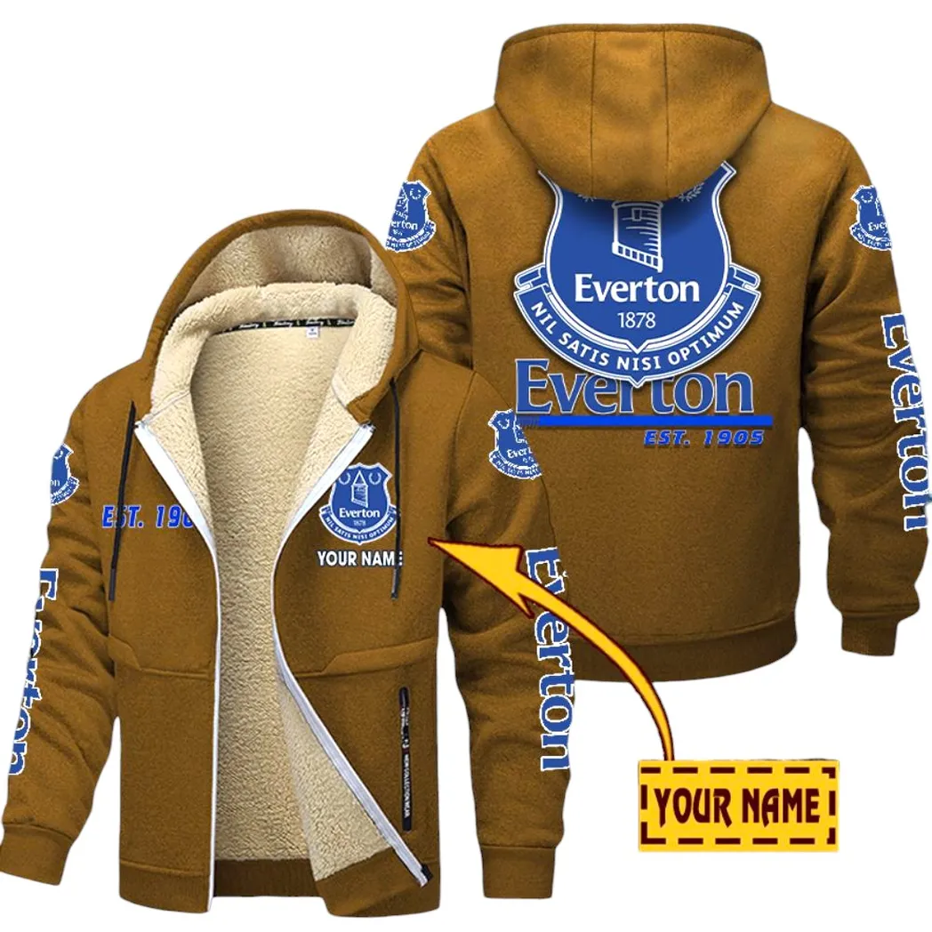 Everton EPL Lamb Fleece Thick Coat SPO0520015, Gift For Fan Everton - Brown