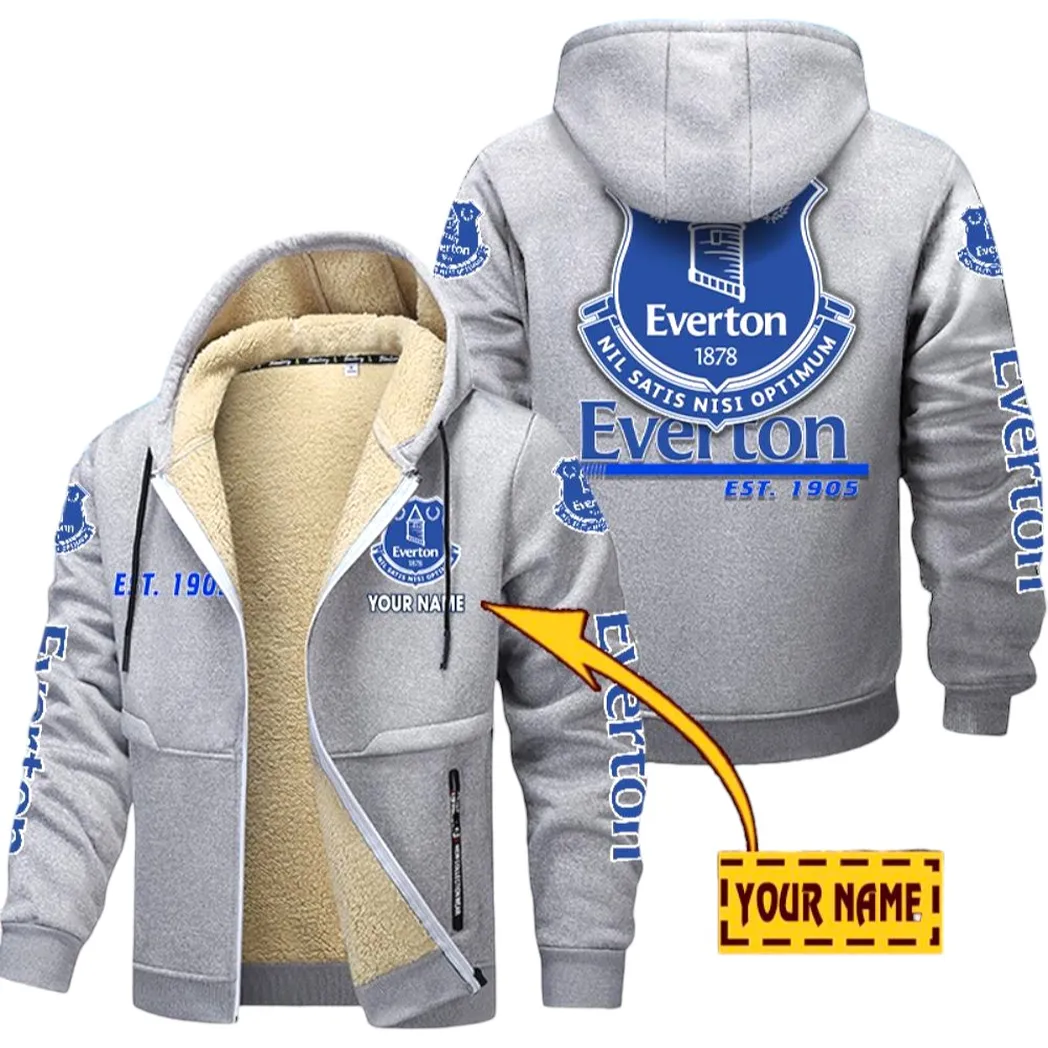 Everton EPL Lamb Fleece Thick Coat SPO0520015, Gift For Fan Everton - Light Gray