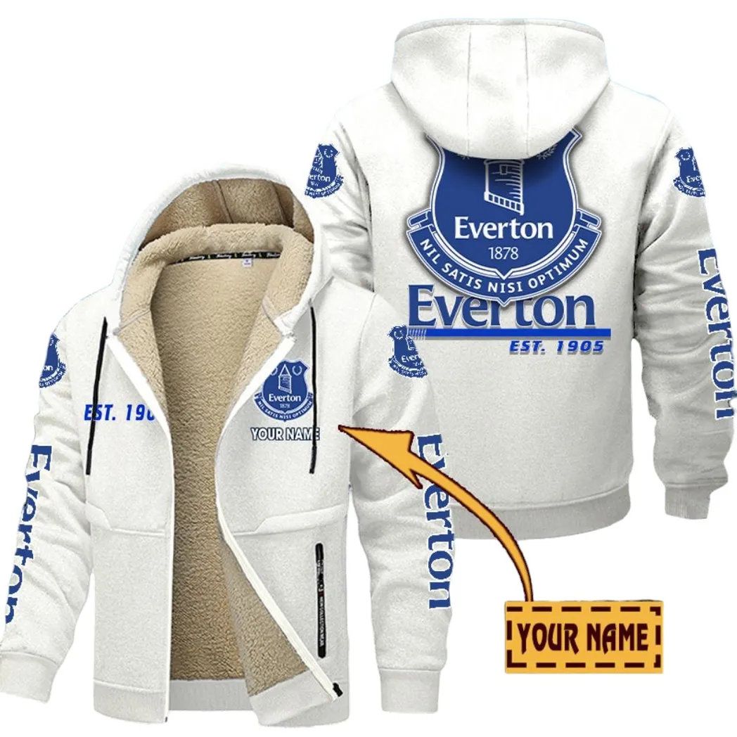 Everton EPL Lamb Fleece Thick Coat SPO0520015, Gift For Fan Everton - White