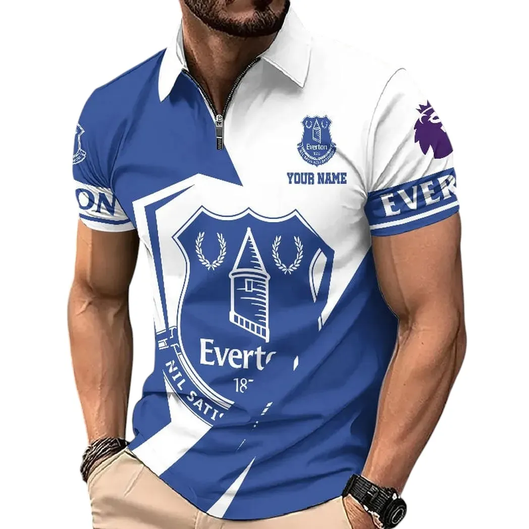 Everton EPL Zipper Polo Shirt SPO0713026, Gift For Fan Everton