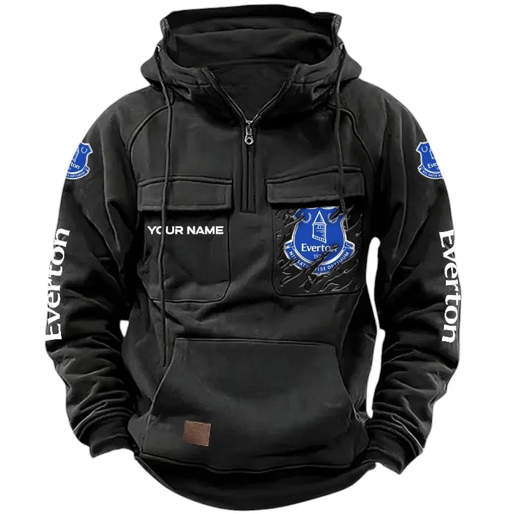 Everton Hoodie  Tactical Quarter Zip, All Over Print Hoodie Everton EPL17042625353 - Black