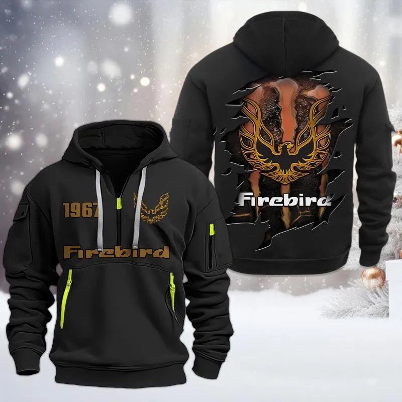 Firebird Pontiac Half Zip Hoodie, All Over Print Half Zip Hoodies For Men CAR198032769 - Black