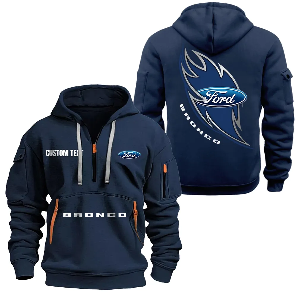 ford bronco Hoodie Half Zipper CAR1701112075, CAR All Over Print Hoodie Half Zipper - Navy