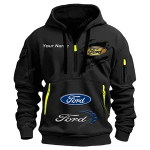 Ford Half Zip Hoodie CAR113021425778, Best Gift for Him, Husband, Boyfriend - Black