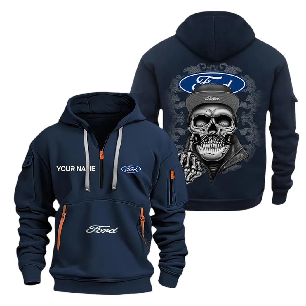 Ford Half Zip Hoodie For Men, Gift For Ford Fan CAR166022625138 - Navy
