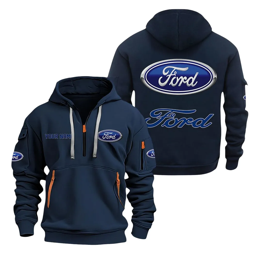 Ford Half Zip Hoodie For Men, Gift For Ford Lovers CAR20022125670 - Navy