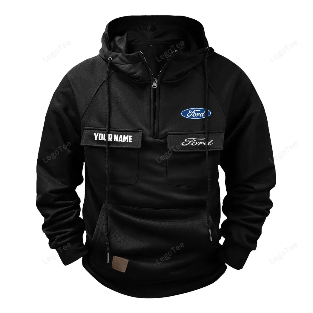 Ford Tactical Quarter Zip Hoodie, Gift For Ford Lovers, Gift For Him, Husband, Boyfriend - Black CAR109021425337-2
