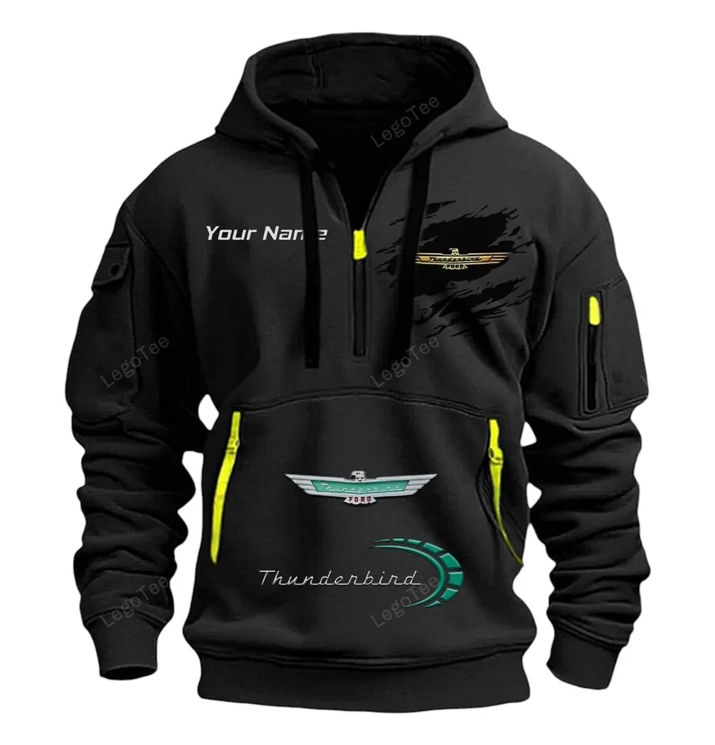 Ford Thunderbird Half Zip Hoodie CAR113021425843, Best Gift for Him, Husband, Boyfriend - Black
