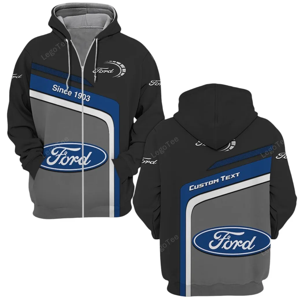 Ford Zipper Hoodie, Gift For Ford Lovers, Gift For Him, Husband, Boyfriend CAR11103032524