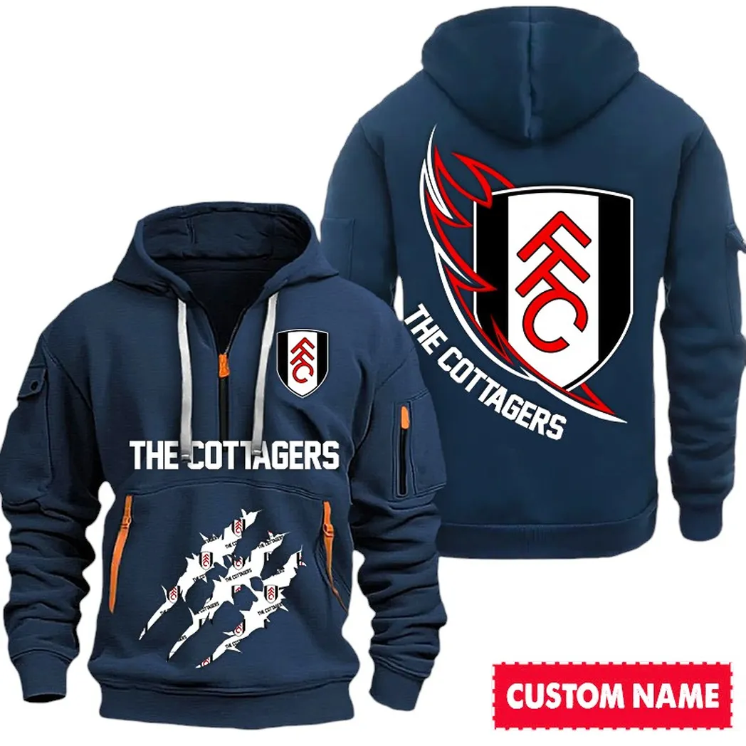 Fulham EPL Hoodie Half Zipp SPO0120009, Gift For Fan Fulham - Navy