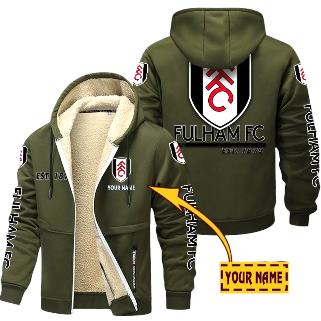 Fulham EPL Lamb Fleece Thick Coat SPO0520005, Gift For Fan Fulham - Army Green