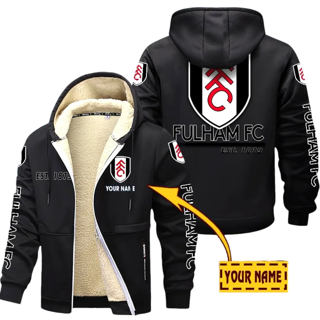 Fulham EPL Lamb Fleece Thick Coat SPO0520005, Gift For Fan Fulham - Black
