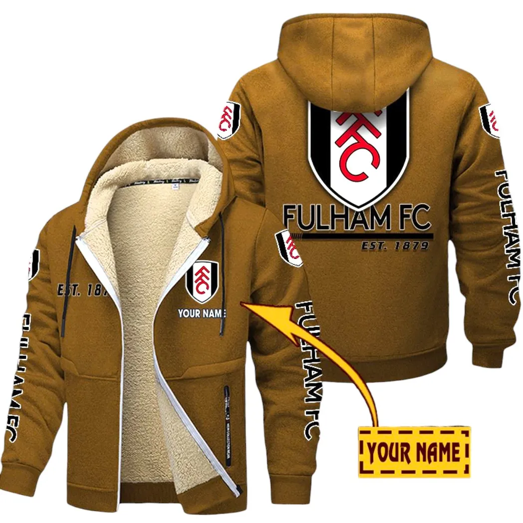 Fulham EPL Lamb Fleece Thick Coat SPO0520005, Gift For Fan Fulham - Brown
