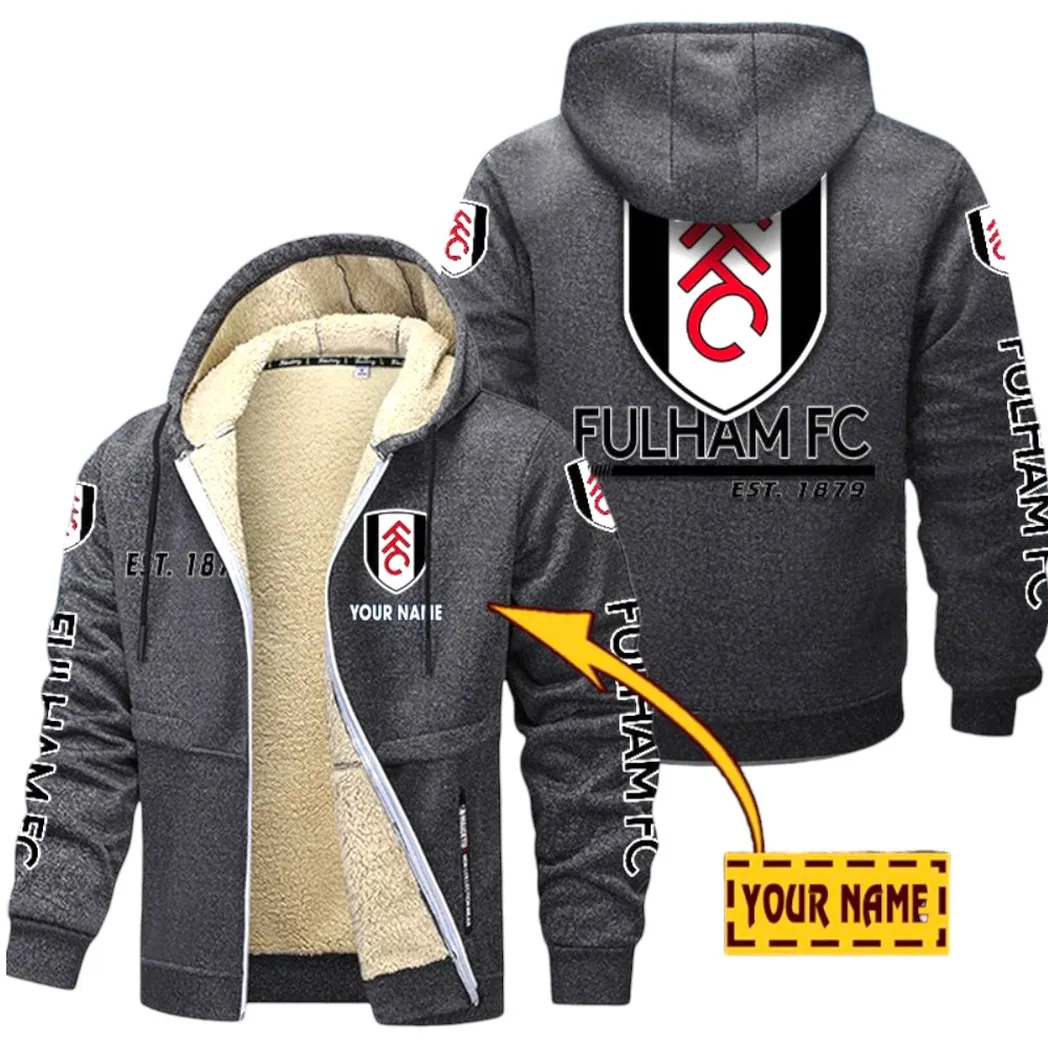 Fulham EPL Lamb Fleece Thick Coat SPO0520005, Gift For Fan Fulham - Dark Gray