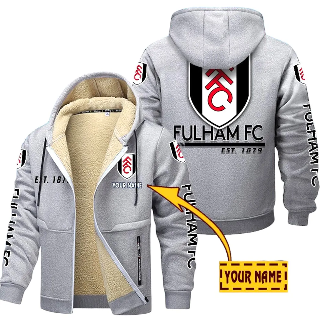 Fulham EPL Lamb Fleece Thick Coat SPO0520005, Gift For Fan Fulham - Light Gray