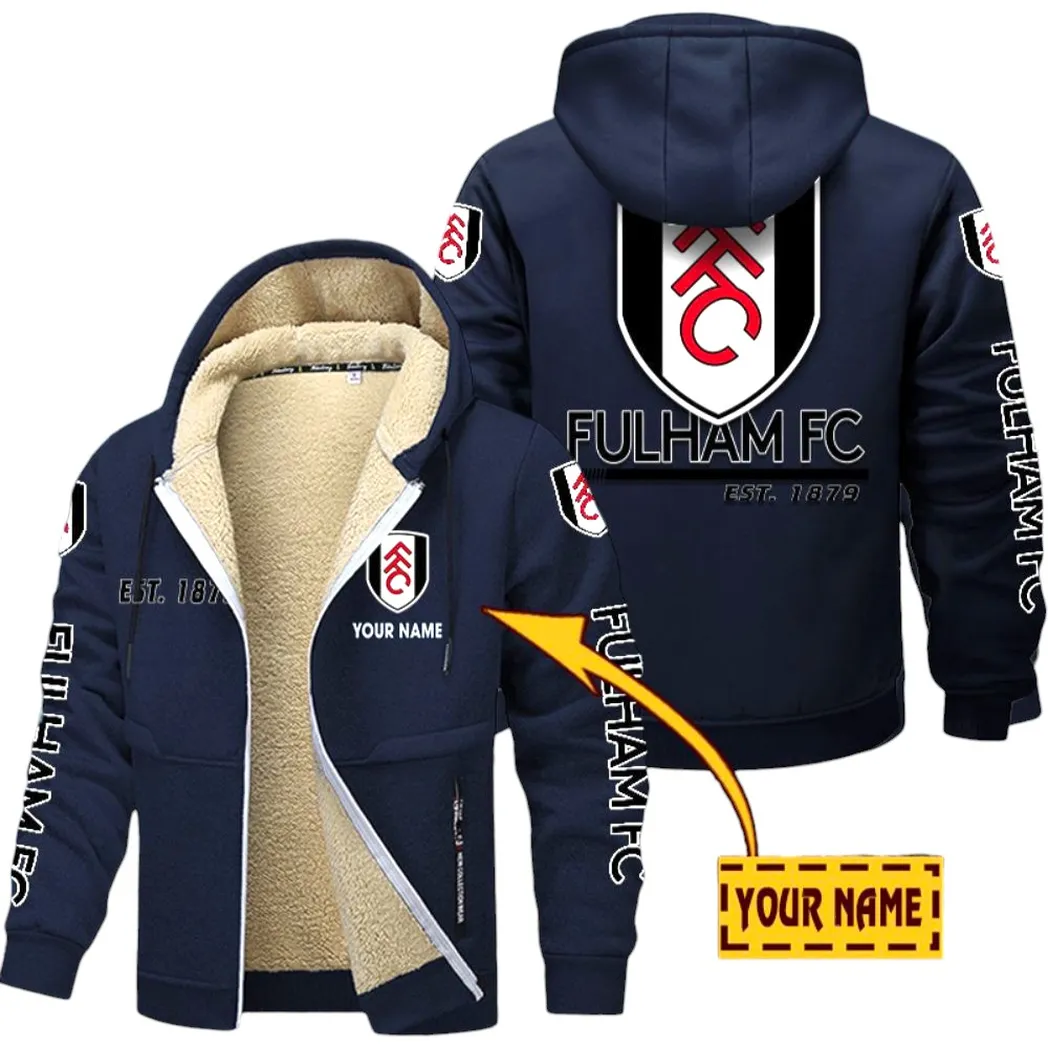 Fulham EPL Lamb Fleece Thick Coat SPO0520005, Gift For Fan Fulham - Navy