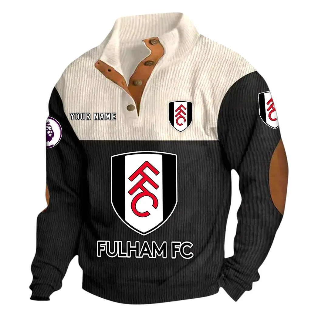 Fulham EPL Stand Up Collar Base Shirt SPO0820002, Gift For Fan Fulham - Black