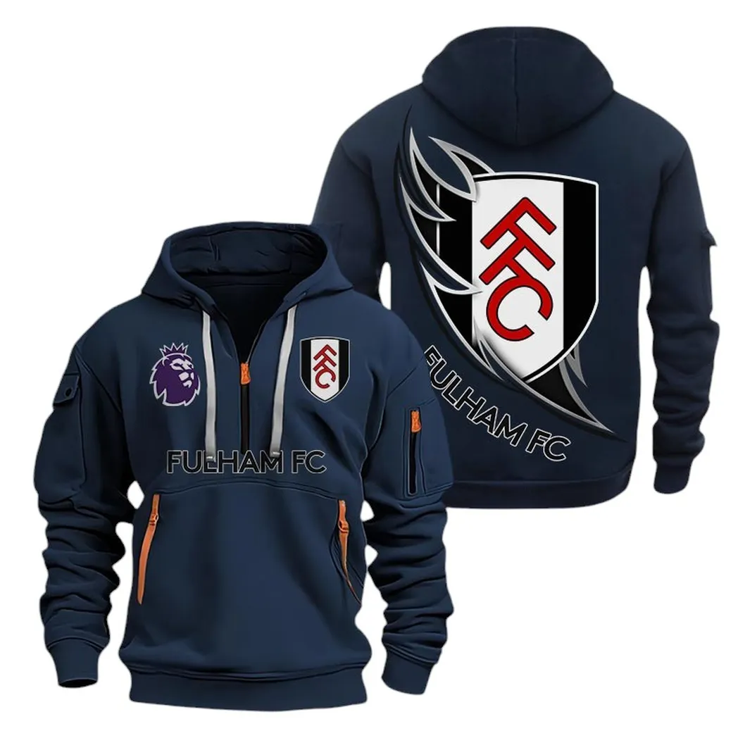 Fulham Hoodie Half Zip, All Over Print Hoodie For Fulham Fans EPL27042525123 - Navy