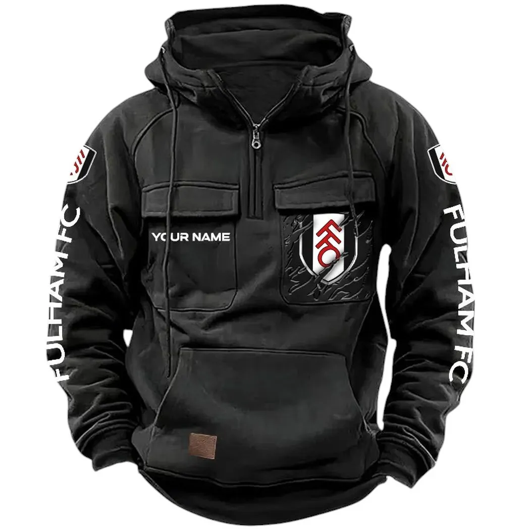 Fulham Hoodie  Tactical Quarter Zip, All Over Print Hoodie Fulham EPL17042625354 - Black