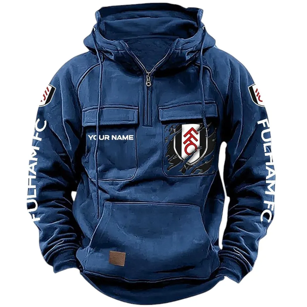 Fulham Hoodie  Tactical Quarter Zip, All Over Print Hoodie Fulham EPL17042625354 - Dark Blue