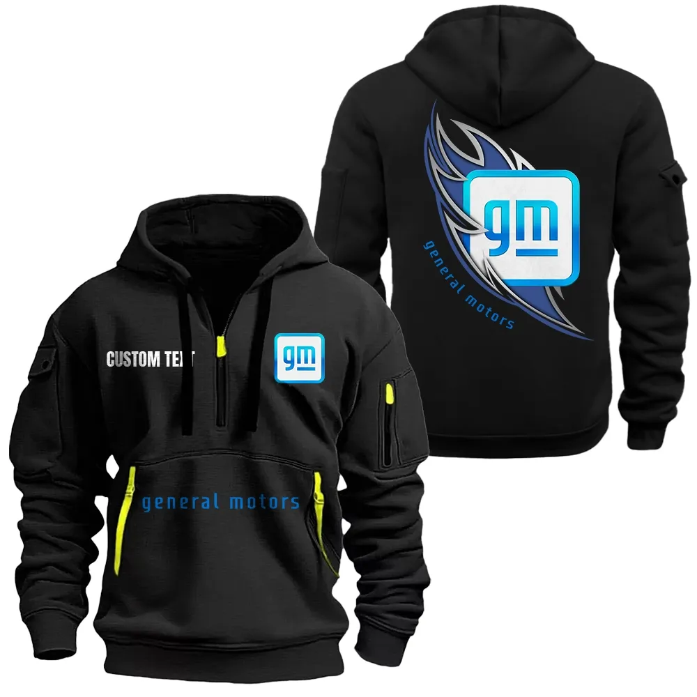 General Motors Hoodie Half Zipper CAR1701112088, CAR All Over Print Hoodie Half Zipper - Black
