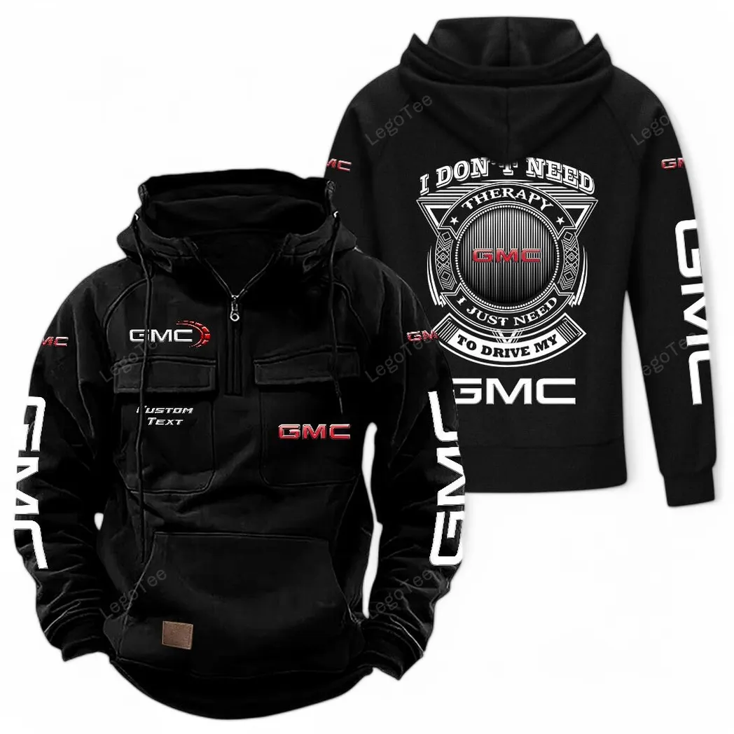 GMC Tactical Quarter Zip Hoodie CAR106021525028, Gifts For Men, Him, Husband, Boyfriend - Black