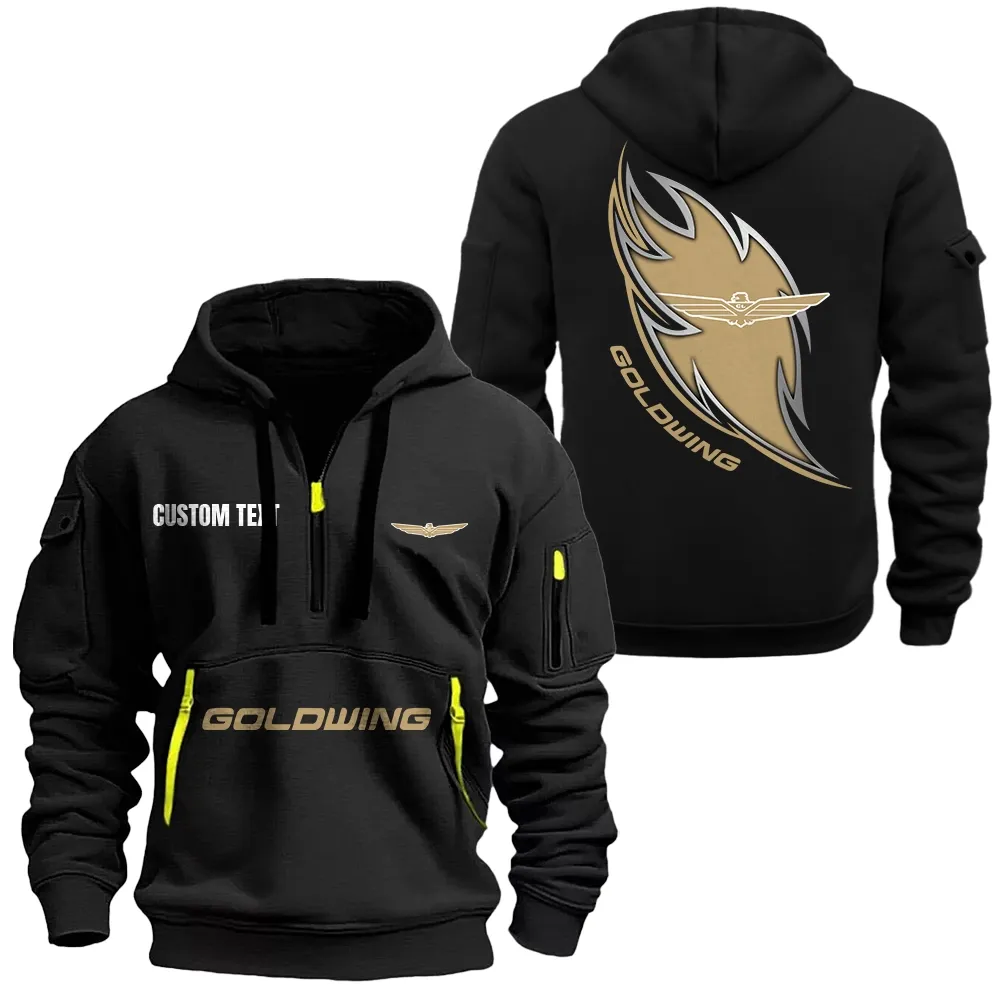 Goldwing Hoodie Half Zipper CAR1701112090, CAR All Over Print Hoodie Half Zipper - Black