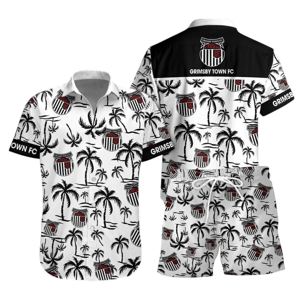 Grimsby Town Hawaiian Shirt Set For Men, All Over Print Hawaiian Shirt Set Grimsby Town EPL1204212510