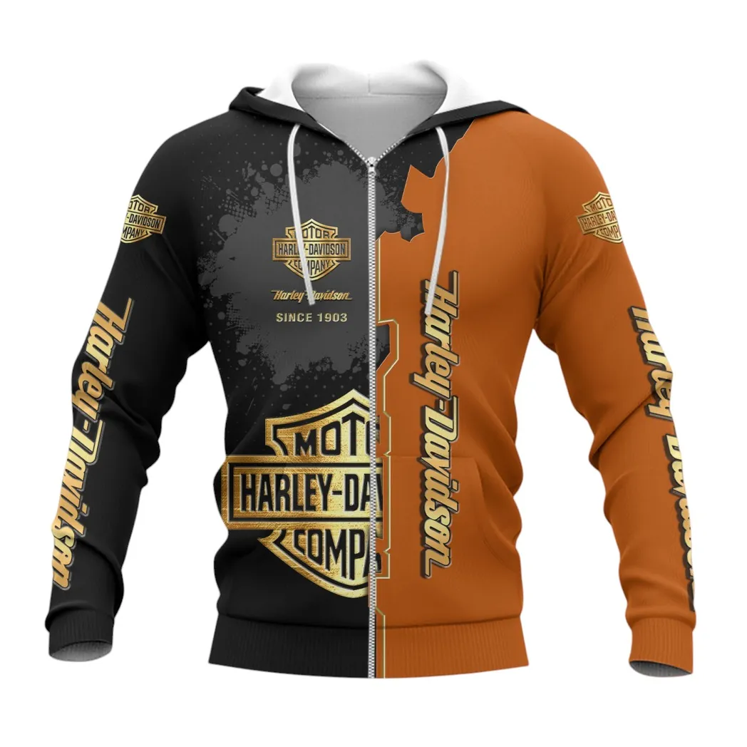 Harley Davidson Motorcycle Zipper Hoodie, Gift For Harley Davidson Lovers, Gift For Him, Husband, Boyfriend CAR44021725033-3