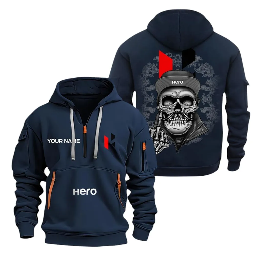 Hero Half Zip Hoodie For Men, Gift For Hero Fan CAR166022625192 - Navy