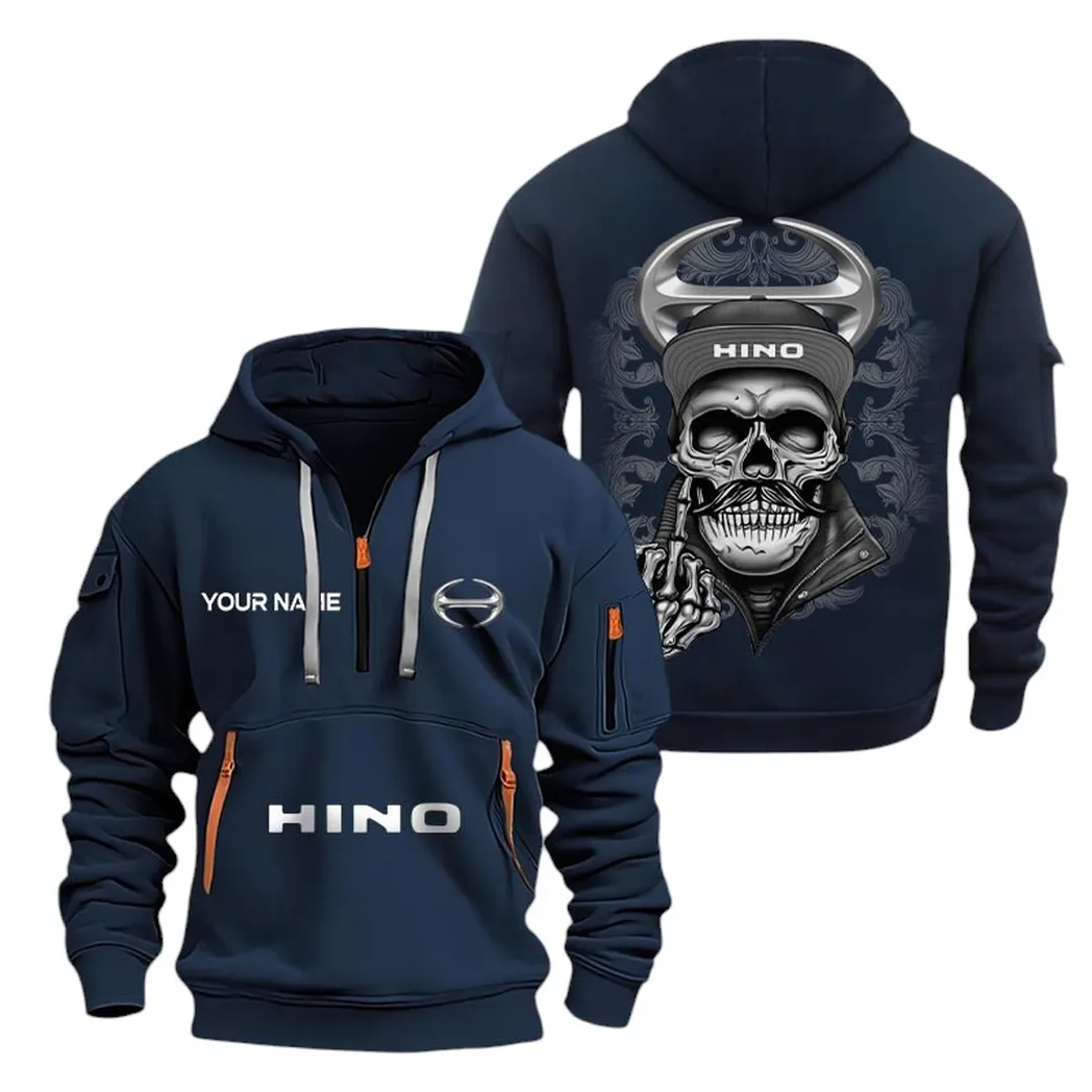 Hino Half Zip Hoodie For Men, Gift For Hino Fan CAR166022625232 - Navy