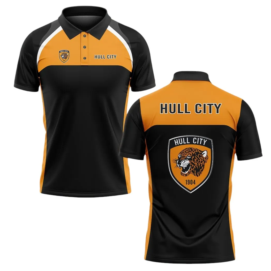 Hull City Polo Shirt Classic Style Black EPL22042525464