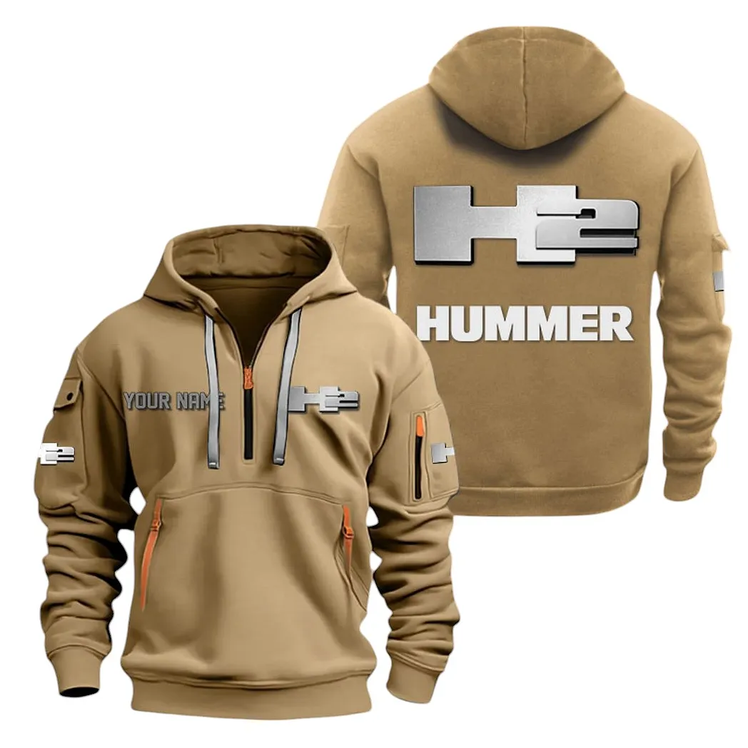 Hummer H2 Half Zip Hoodie For Men, Gift For Hummer H2 Lovers CAR20022125736 - Khaki