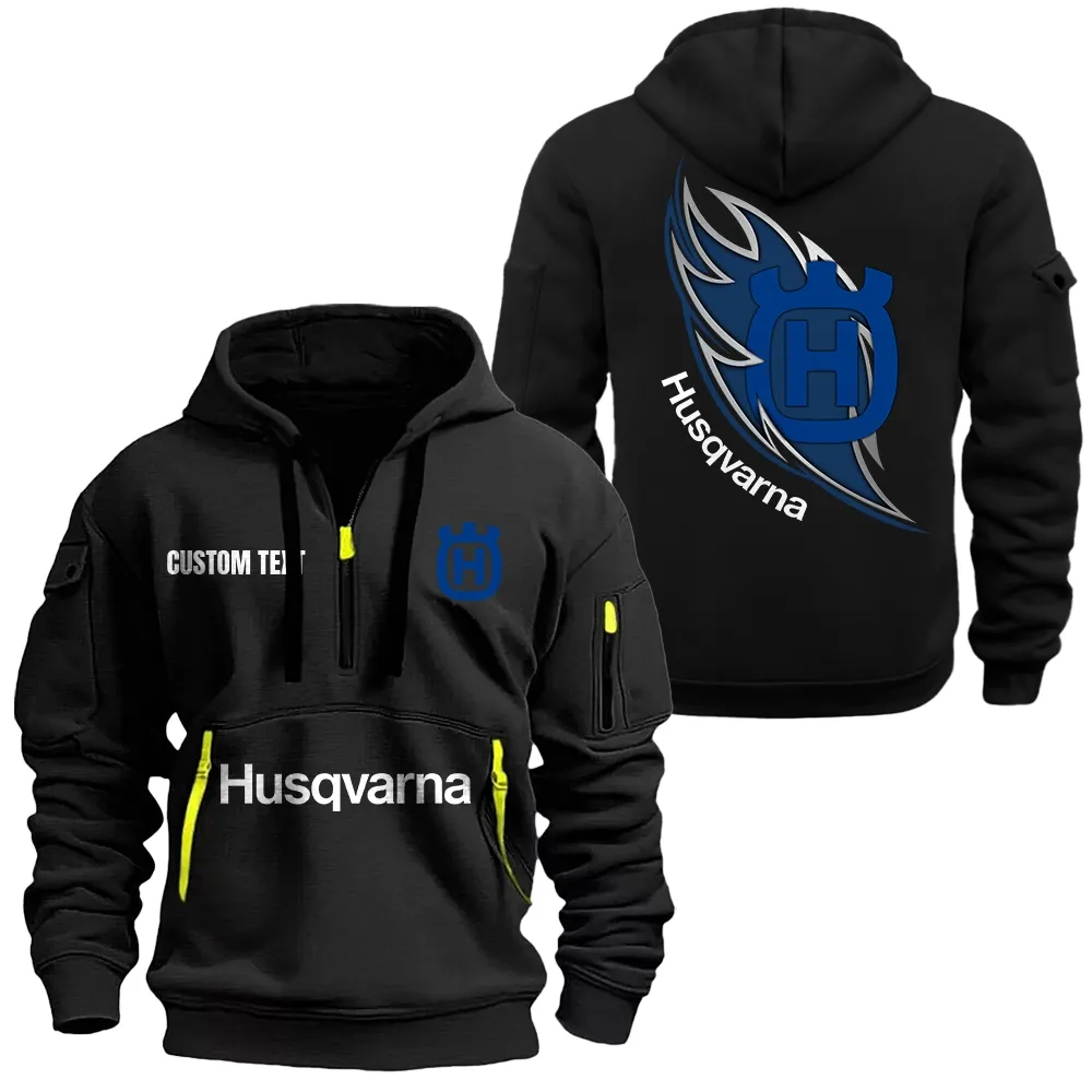 Husqvarna Hoodie Half Zipper CAR1701112100, CAR All Over Print Hoodie Half Zipper - Black