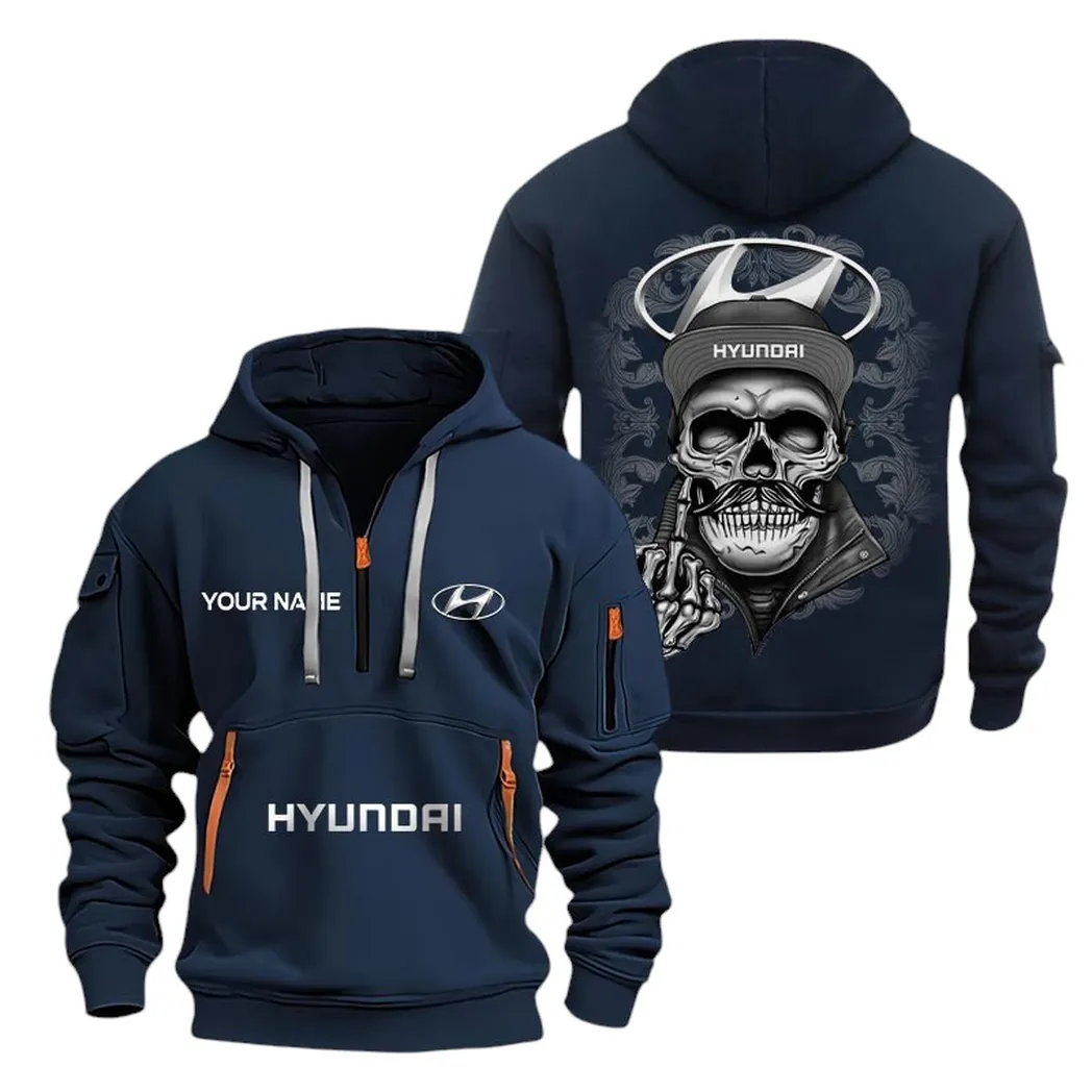 Hyundai Half Zip Hoodie For Men, Gift For Hyundai Fan CAR166022625129 - Navy